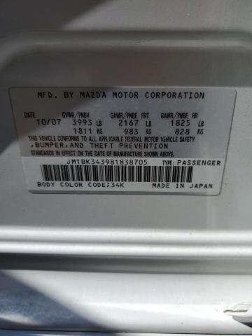 Photo 10 from auction – 2008 MAZDA 3 HATCHBAC with VIN JM1BK343981838705