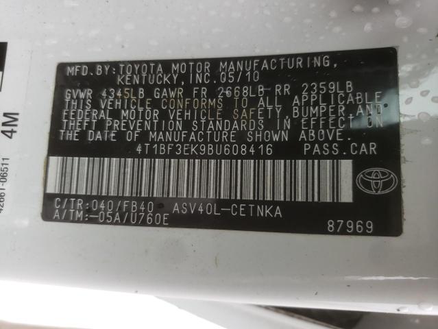 Photo 10 from auction – 2011 TOYOTA CAMRY with VIN 4T1BF3EK9BU608416