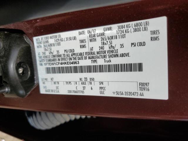Photo 10 from auction – 2017 FORD F150 SUPER with VIN 1FTEW1CF4HKE04963