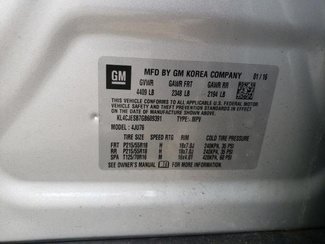 Photo 10 from auction – 2016 BUICK ENCORE with VIN KL4CJESB7GB609391