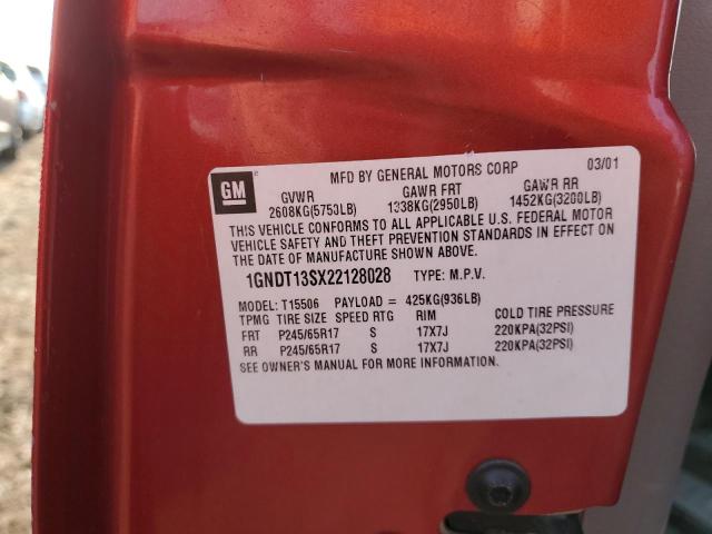 Photo 10 from auction – 2002 CHEVROLET TRAILBLAZE with VIN 1GNDT13SX22128028