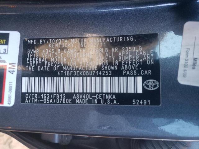 Photo 10 from auction – 2011 TOYOTA CAMRY BASE with VIN 4T1BF3EK0BU714253