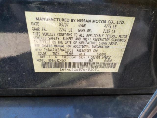 Photo 10 from auction – 2007 NISSAN ALTIMA 2.5 with VIN 1N4AL21E67N451051