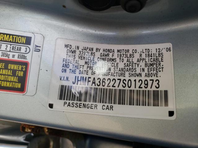 Photo 10 from auction – 2007 HONDA CIVIC HYBR with VIN JHMFA36227S012973
