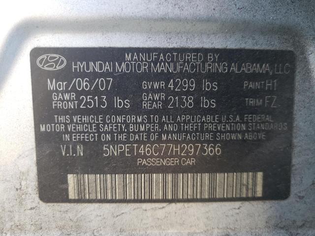 Photo 10 from auction – 2007 HYUNDAI SONATA GLS with VIN 5NPET46C77H297366