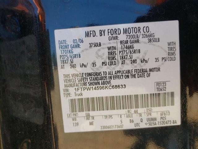 Photo 10 from auction – 2006 FORD F150 SUPER with VIN 1FTPW14596KC68633