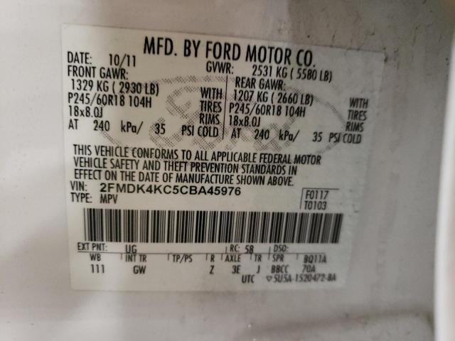 Photo 10 from auction – 2012 FORD EDGE LIMIT with VIN 2FMDK4KC5CBA45976