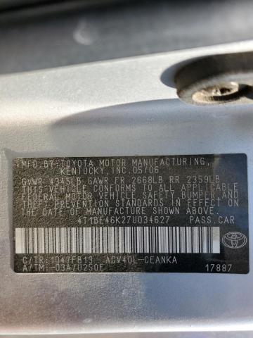 Photo 10 from auction – 2007 TOYOTA CAMRY CE with VIN 4T1BE46K27U034627