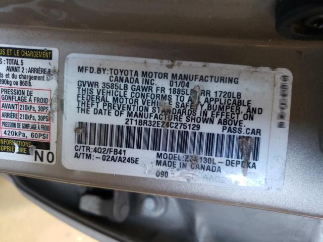 Photo 10 from auction – 2004 TOYOTA COROLLA CE with VIN 2T1BR32E24C275129