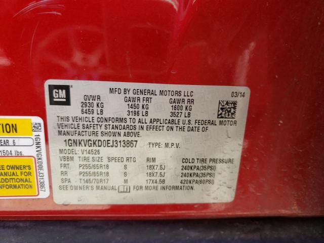 Photo 10 from auction – 2014 CHEVROLET TRAVERSE L with VIN 1GNKVGKD0EJ313867
