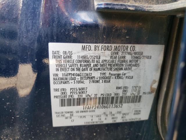 Photo 10 from auction – 2006 FORD FIVE HUNDR with VIN 1FAFP24106G113652