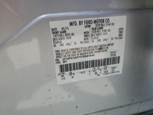 Photo 10 from auction – 2015 FORD EDGE SPORT with VIN 2FMPK3AP1FBB41846