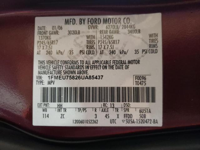 Photo 10 from auction – 2006 FORD EXPLORER L with VIN 1FMEU75826UA85437