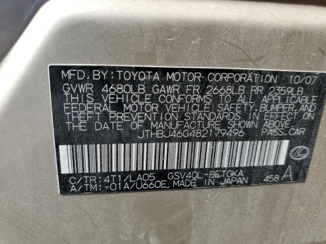 Photo 10 from auction – 2008 LEXUS ES 350 with VIN JTHBJ46G482179496