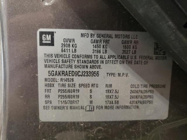 Photo 10 from auction – 2012 BUICK ENCLAVE with VIN 5GAKRAED9CJ233956