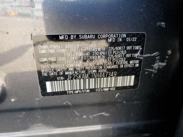 Photo 10 from auction – 2022 SUBARU FORESTER W with VIN JF2SKAMC7NH447349