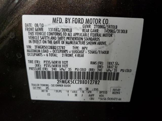 Photo 10 from auction – 2011 FORD FLEX SEL with VIN 2FMGK5CC2BBD12782