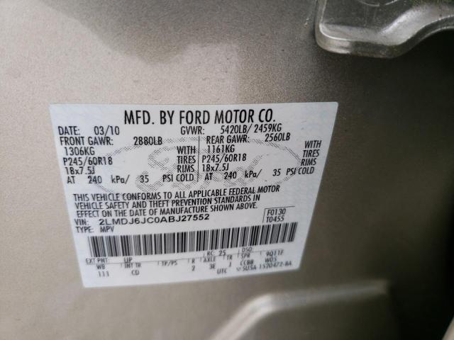 Photo 10 from auction – 2010 LINCOLN MKX with VIN 2LMDJ6JC0ABJ27552