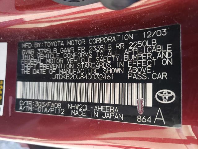 Photo 10 from auction – 2004 TOYOTA PRIUS with VIN JTDKB20U840032461
