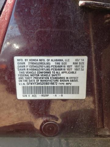 Photo 10 from auction – 2014 HONDA PILOT EXL with VIN 5FNYF3H52EB019872