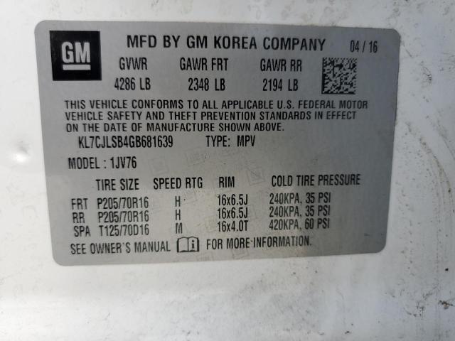 Photo 10 from auction – 2016 CHEVROLET TRAX 1LT with VIN KL7CJLSB4GB681639