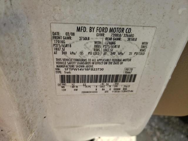 Photo 10 from auction – 2008 FORD F-150 with VIN 1FTPW14V18FB23730