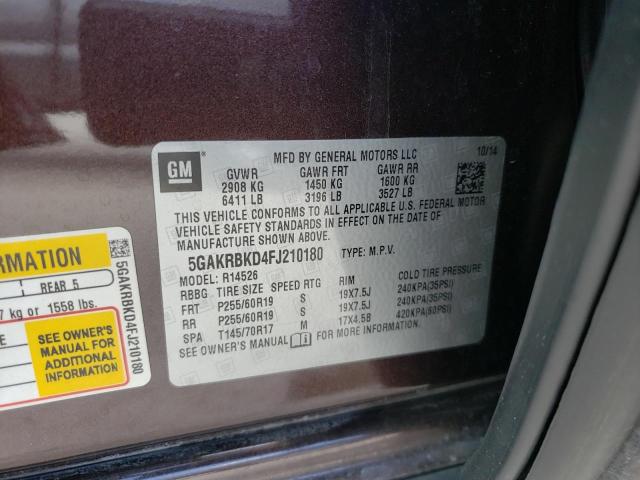 Photo 10 from auction – 2015 BUICK ENCLAVE with VIN 5GAKRBKD4FJ210180