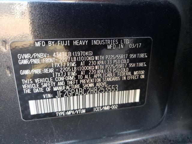 Photo 10 from auction – 2017 SUBARU CROSSTREK with VIN JF2GPABC2H8253553