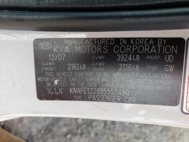 Photo 10 from auction – 2008 KIA SPECTRA EX with VIN KNAFE122985552480