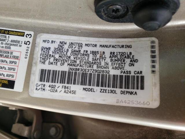 Photo 10 from auction – 2007 TOYOTA COROLLA CE with VIN 1NXBR30E37Z902832
