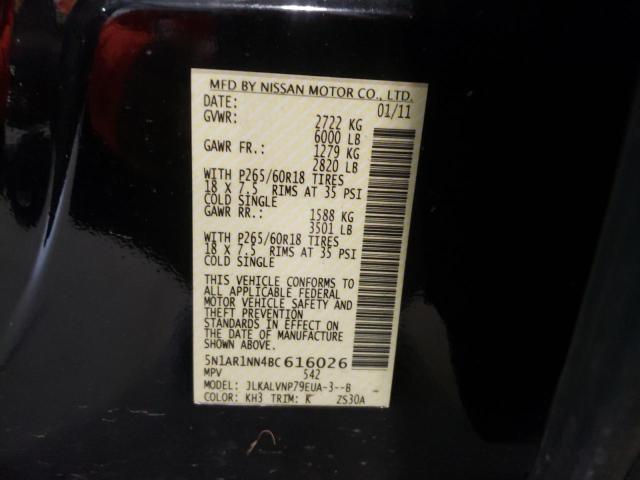 Photo 10 from auction – 2011 NISSAN PATHFINDER with VIN 5N1AR1NN4BC616026
