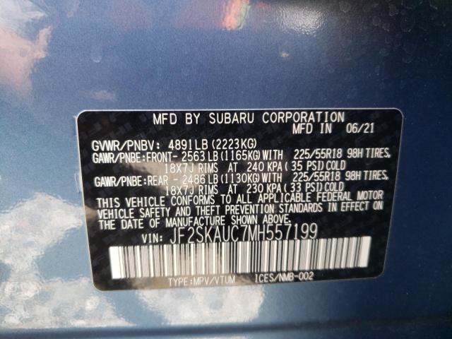 Photo 10 from auction – 2021 SUBARU FORESTER L with VIN JF2SKAUC7MH557199