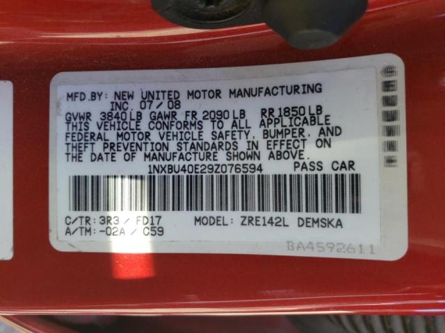 Photo 10 from auction – 2009 TOYOTA COROLLA with VIN 1NXBU40E29Z076594