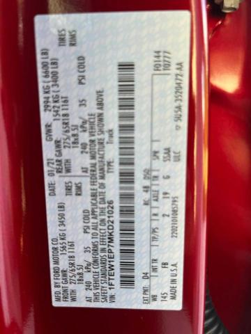 Photo 10 from auction – 2021 FORD F150 SUPER with VIN 1FTEW1EP7MKD21026
