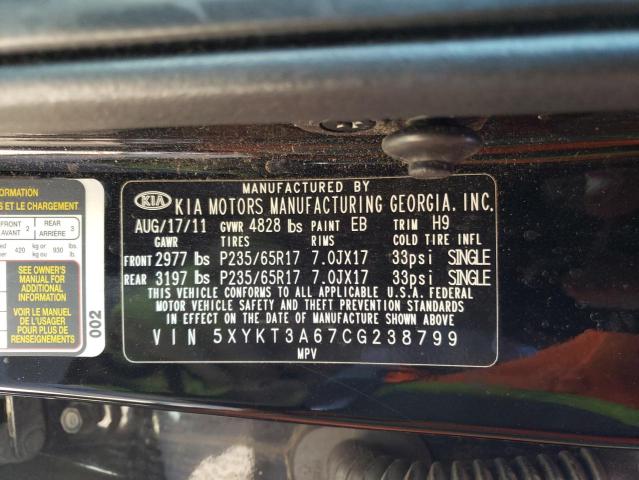 Photo 10 from auction – 2012 KIA SORENTO BA with VIN 5XYKT3A67CG238799