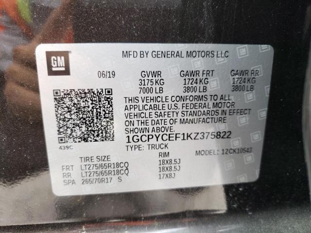 Photo 10 from auction – 2019 CHEVROLET SILVERADO with VIN 1GCPYCEF1KZ375822