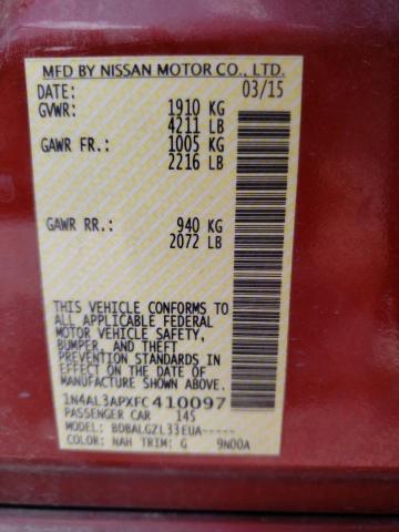 Photo 10 from auction – 2015 NISSAN ALTIMA 2.5 with VIN 1N4AL3APXFC410097