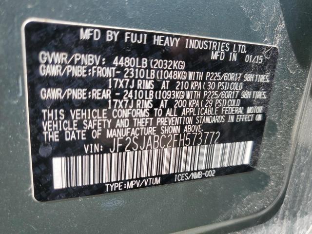 Photo 10 from auction – 2015 SUBARU FORESTER 2 with VIN JF2SJABC2FH573772