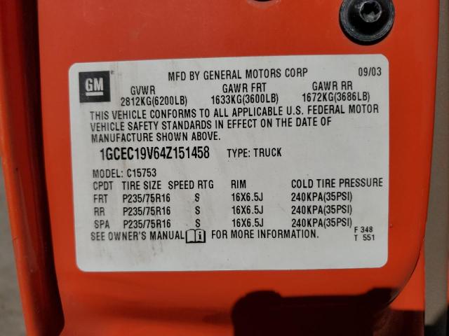 Photo 10 from auction – 2004 CHEVROLET SILVRDO LT with VIN 1GCEC19V64Z151458