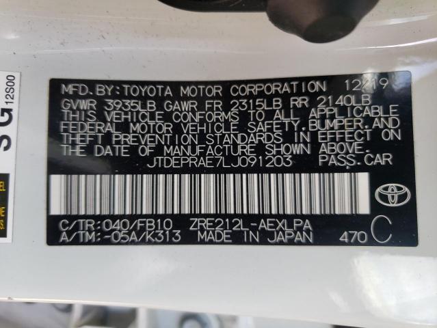 Photo 10 from auction – 2020 TOYOTA COROLLA LE with VIN JTDEPRAE7LJ091203