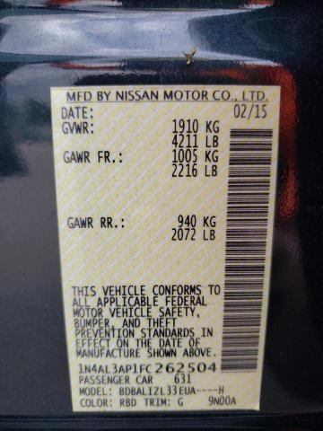 Photo 10 from auction – 2015 NISSAN ALTIMA 2.5 with VIN 1N4AL3AP1FC262504