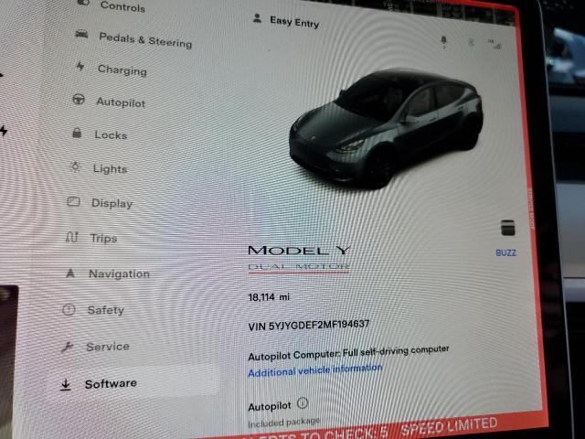 Photo 8 from auction – 2021 TESLA MODEL Y with VIN 5YJYGDEF2MF194637