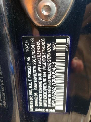 Photo 10 from auction – 2016 PORSCHE CAYENNE with VIN WP1AA2A27GKA09403