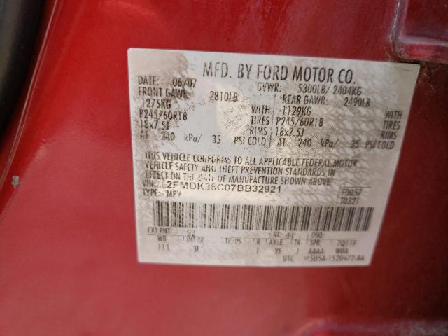 Photo 10 from auction – 2007 FORD EDGE SEL with VIN 2FMDK38C07BB32921