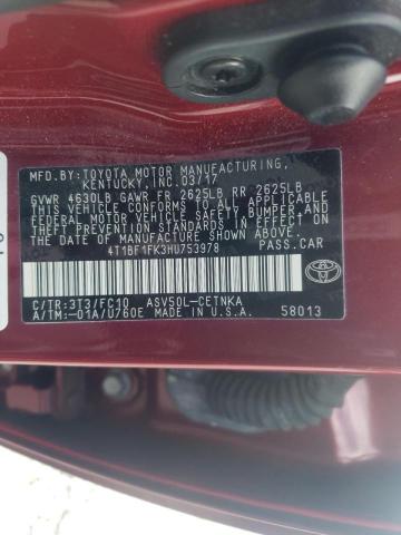 Photo 10 from auction – 2017 TOYOTA CAMRY LE with VIN 4T1BF1FK3HU753978