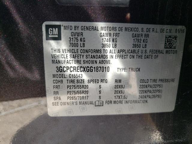 Photo 10 from auction – 2016 CHEVROLET SILVERADO with VIN 3GCPCRECXGG187010
