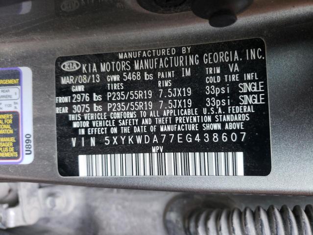 Photo 10 from auction – 2014 KIA SORENTO SX with VIN 5XYKWDA77EG438607