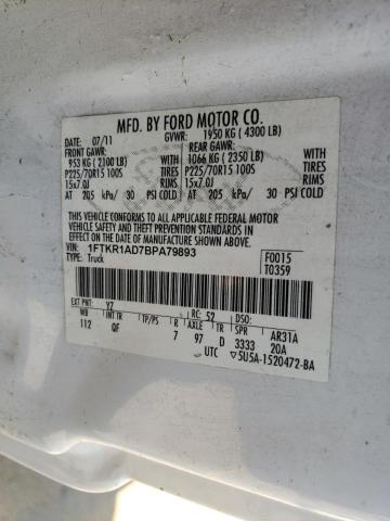 Photo 10 from auction – 2011 FORD RANGER with VIN 1FTKR1AD7BPA79893