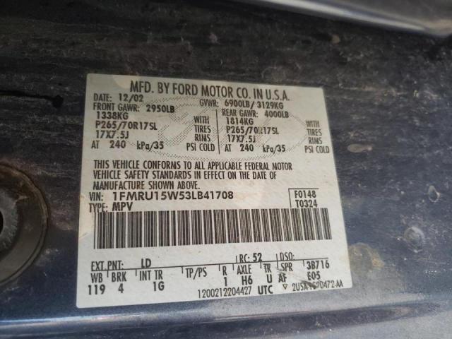 Photo 10 from auction – 2003 FORD EXPEDITION with VIN 1FMRU15W53LB41708