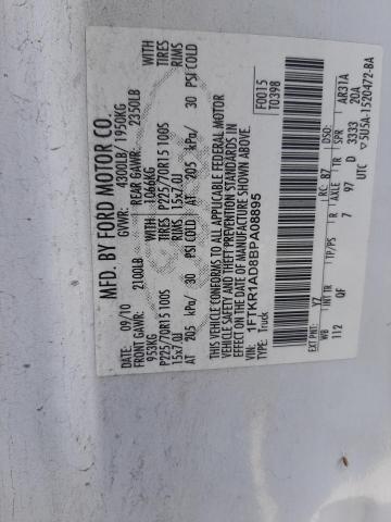 Photo 10 from auction – 2011 FORD RANGER with VIN 1FTKR1AD8BPA08895